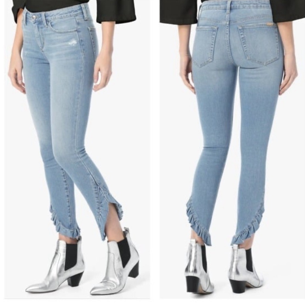 Joe’s Jeans The Icon Mid Rise Skinny Ankle Ruffle Hem size 29